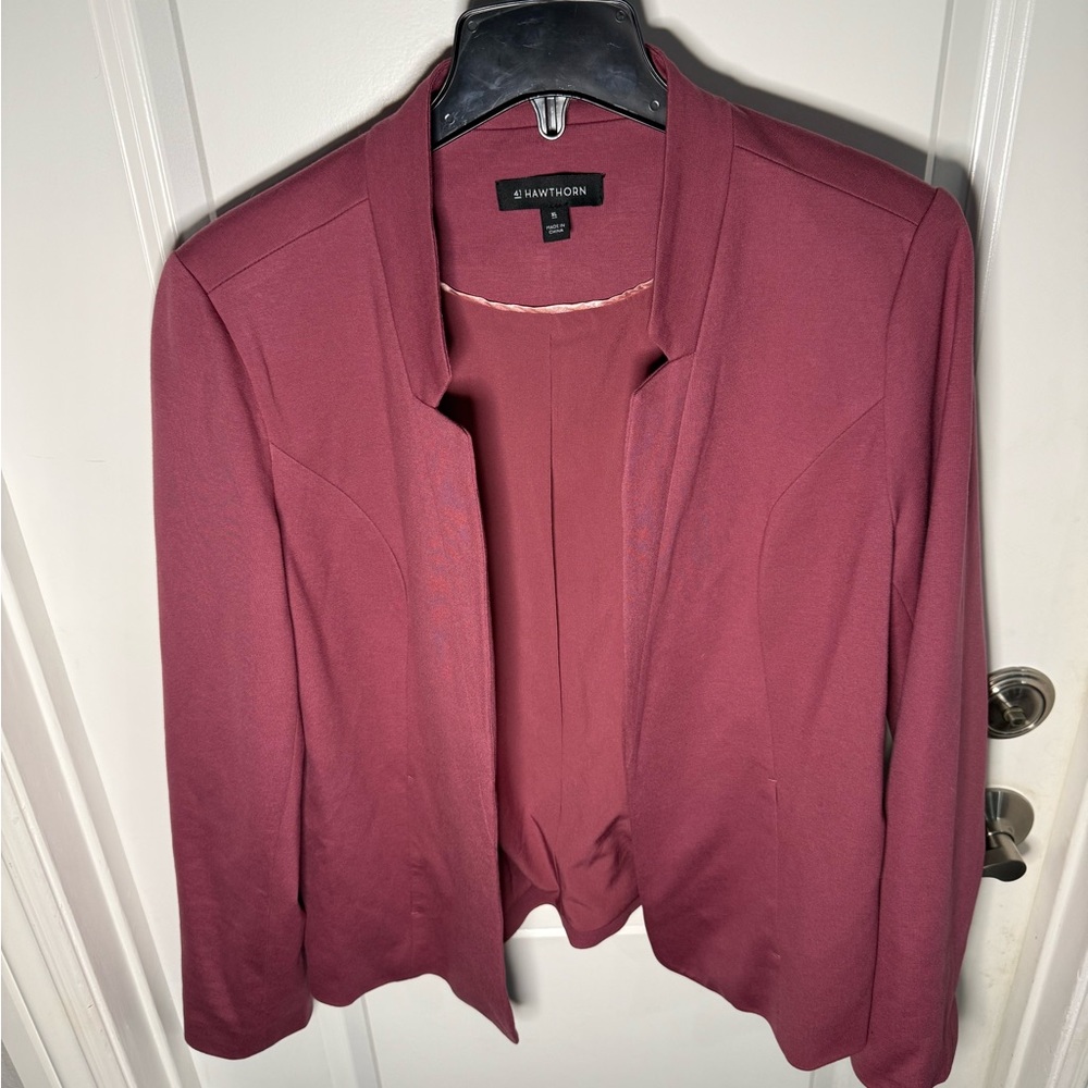 41 Hawthorn Shawl Collar Blazer - color is like a dark rose/purple.